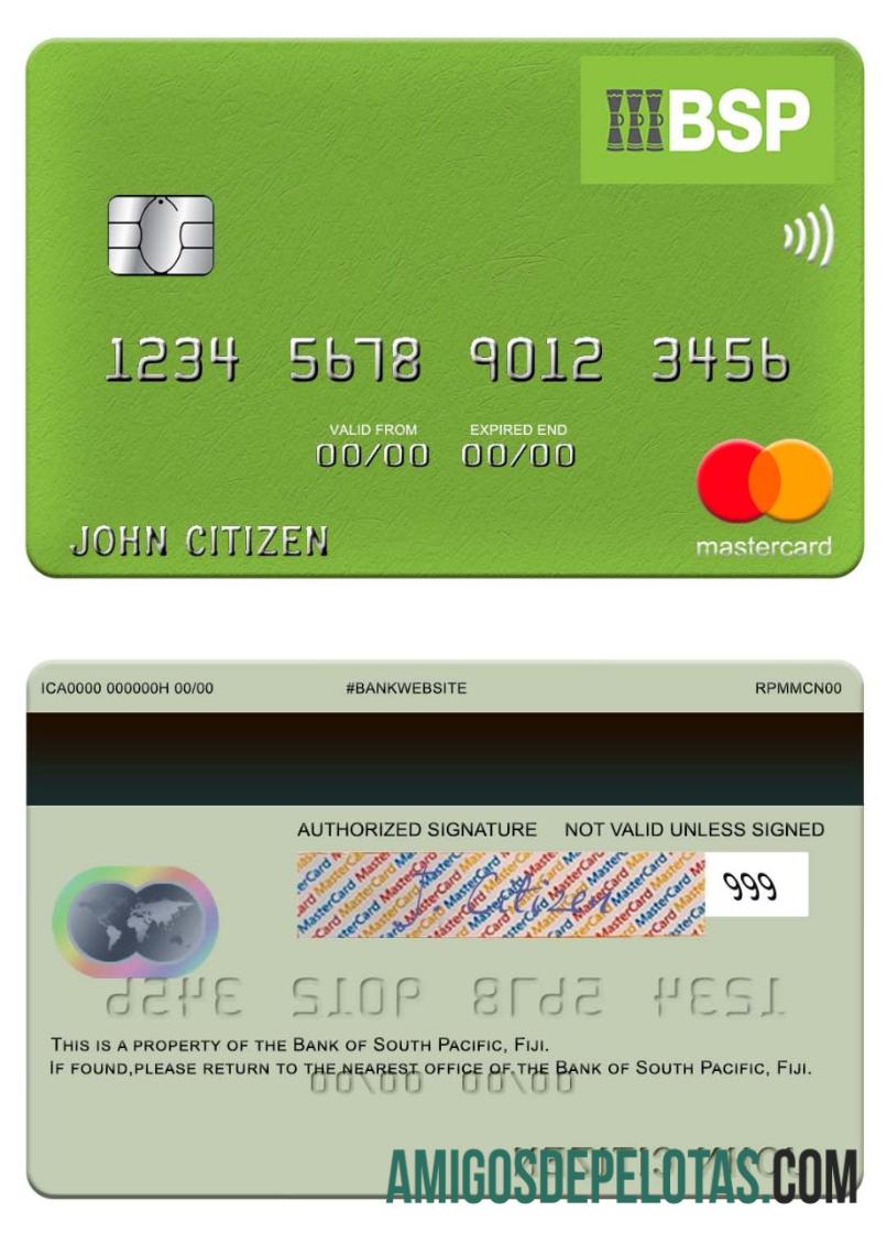 Fiji Bank Of South Pacific Mastercard exemplo